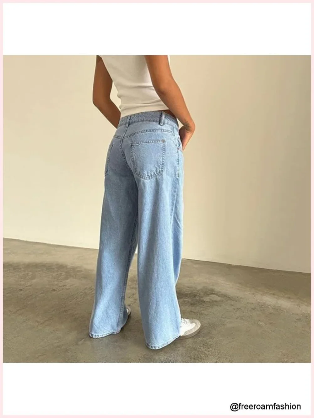 Women's Wide Leg Low Rise Baggy Jeans Y2K Boyfriend Straight Denim Pants